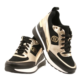 Evento Pantofi de damă cu pană 21PB35-4001 Black Gold Roxet negru de aur 4