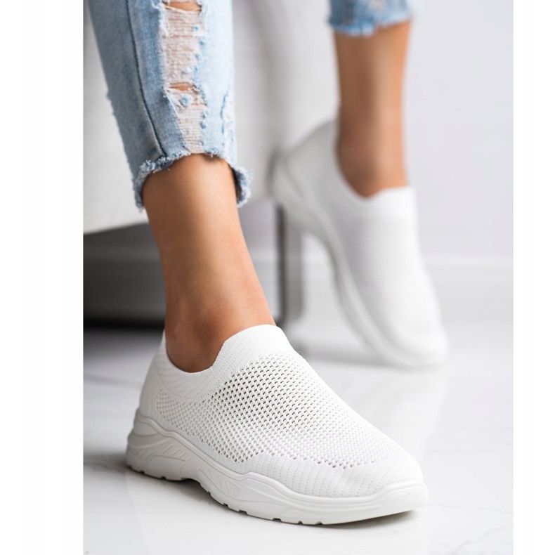 Ideal Shoes Încălțăminte slip-on cu plasă alb 1