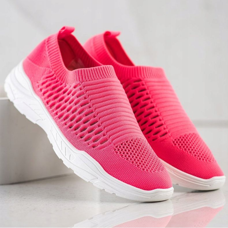 Ideal Shoes Adidași cu deschidere confortabilă roz 1