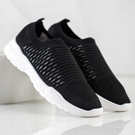 Ideal Shoes Adidași cu deschidere confortabilă negru 1