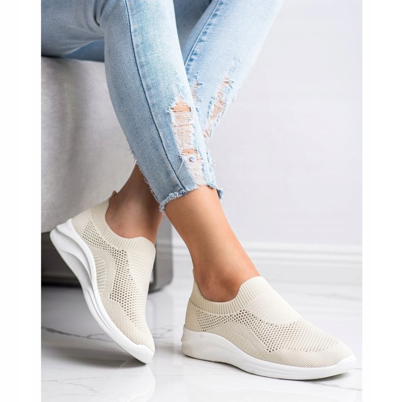 Ideal Shoes Sliponi sport bej maro 2