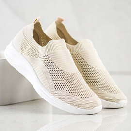 Ideal Shoes Sliponi sport bej maro 1