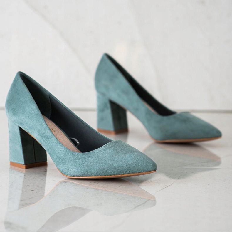 Pompe clasice VINCEZA din piele de căprioară verde 1