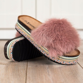 Seastar Papuci la modă pe o platformă decorativă roz 1