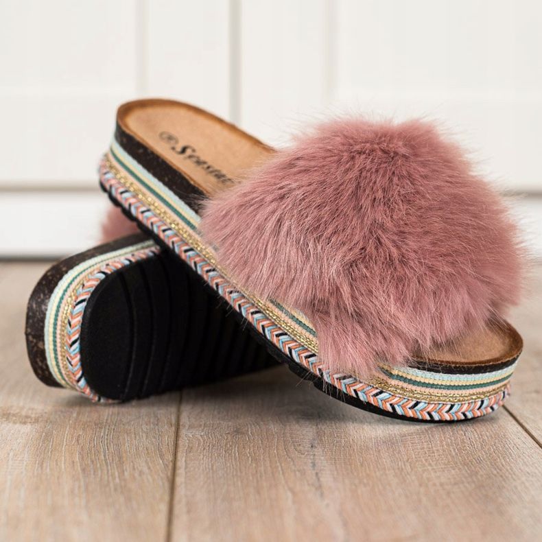 Seastar Papuci la modă pe o platformă decorativă roz 1