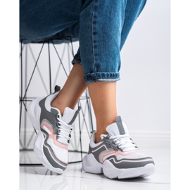 SHELOVET Adidași sportivi ușori alb roz gri 2