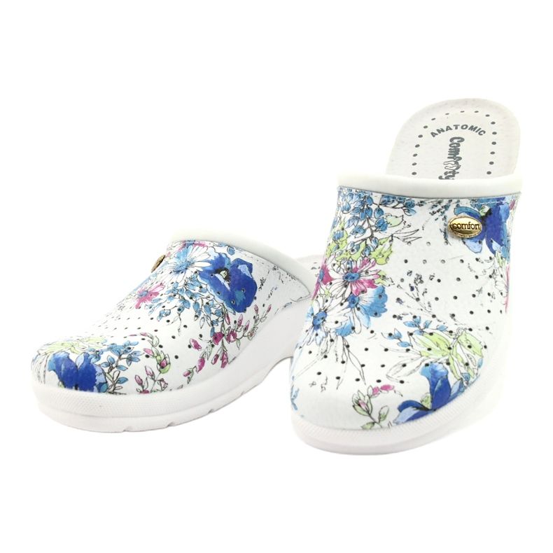 Comfooty Șlapi albi Alessia, confortabile multicolor 2