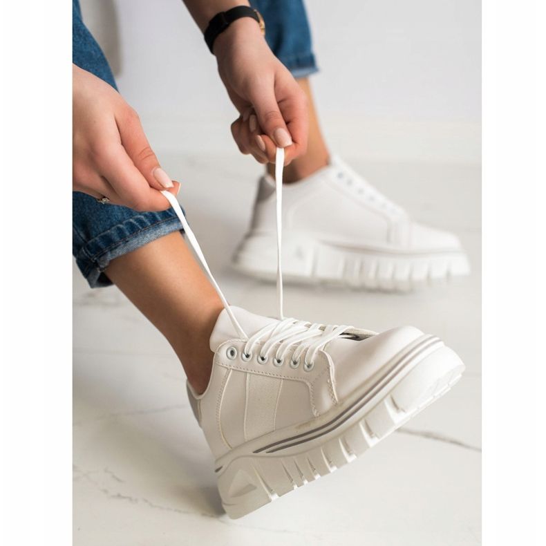 SHELOVET Adidași albi pe platformă 1