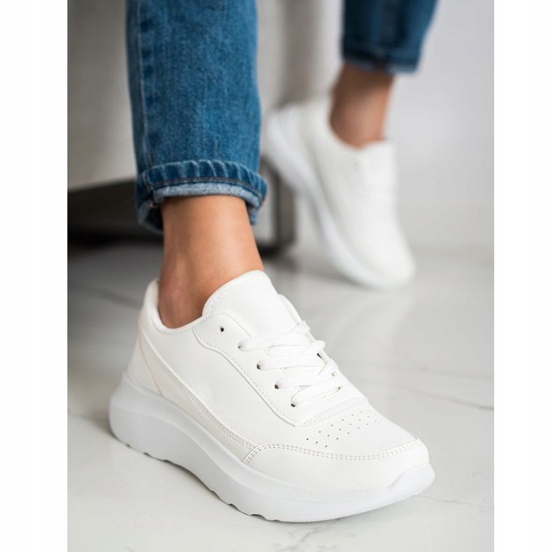 SHELOVET Adidași clasici din piele ecologică alb 2