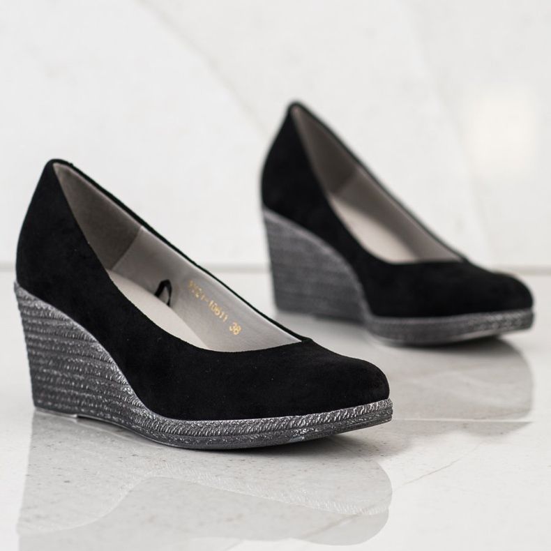 Pompele din piele de căprioară VINCEZA negru 1