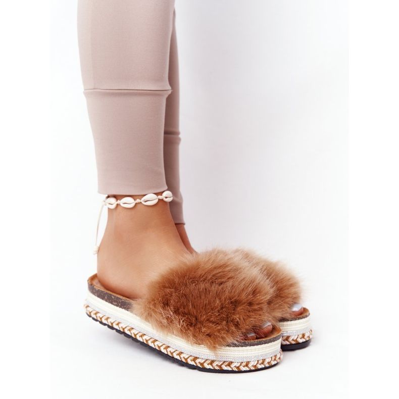 PS1 Papuci cu platformă Camel Adventure cu blană maro multicolor 2 PS1 Papuci cu platformă Camel Adventure cu blană maro multicolor 2