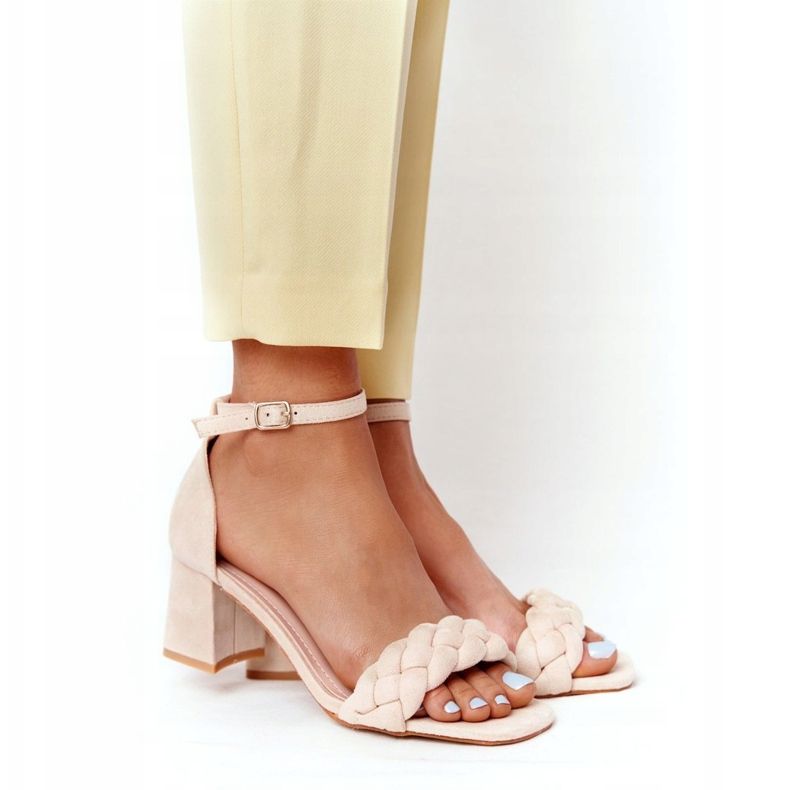 PS1 Sandale cu toc înalt din piele de căprioară Beige Long Island bej 2