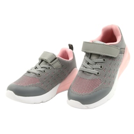 American Club Pantofi sport pentru fete cu Velcro RL12 / 21 Gri roz 2