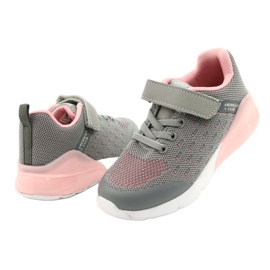 American Club Pantofi sport pentru fete cu Velcro RL12 / 21 Gri roz 3