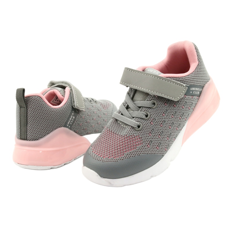 American Club Pantofi sport pentru fete cu Velcro RL12 / 21 Gri roz 3