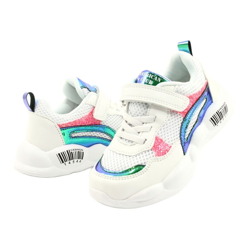 American Club Pantofi sport halografici la modă ES23/21 alb 3