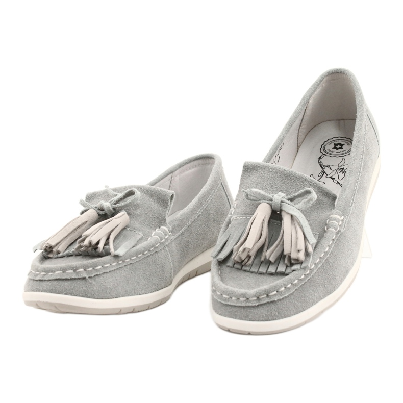 Evento Mocasini de damă, piele de antilopă cu franjuri, batist gri 1 Evento Mocasini de damă, piele de antilopă cu franjuri, batist gri 1