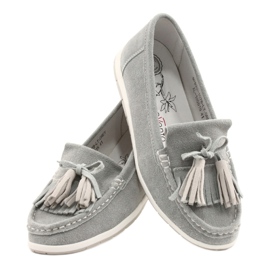 Evento Mocasini de damă, piele de antilopă cu franjuri, batist gri 3 Evento Mocasini de damă, piele de antilopă cu franjuri, batist gri 3