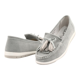 Evento Mocasini de damă, piele de antilopă cu franjuri, batist gri 2 Evento Mocasini de damă, piele de antilopă cu franjuri, batist gri 2