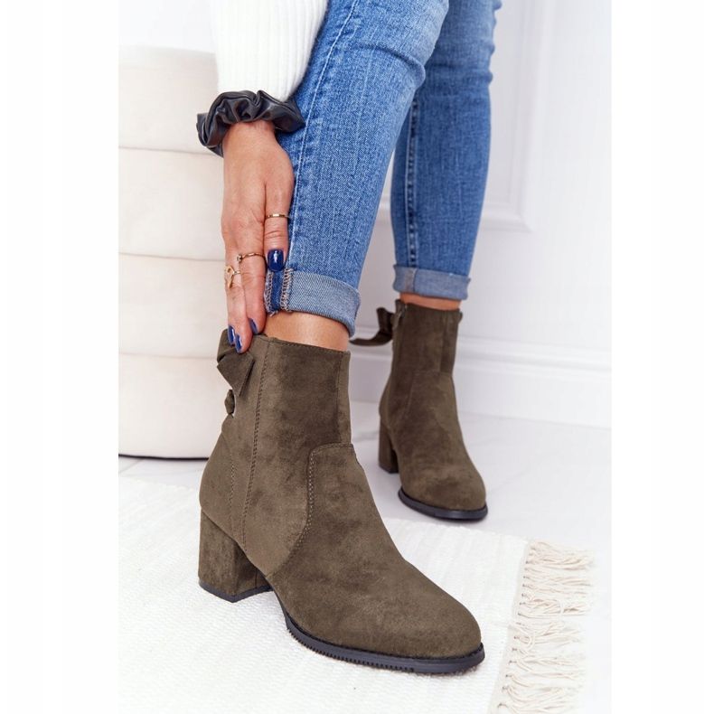 PJ1 Cizme verzi calde pentru femei, cu toc Kayla verde 1