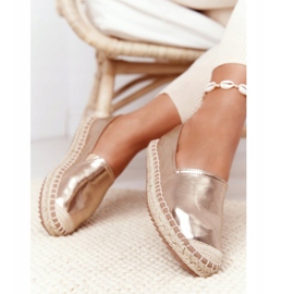 Espadrile din piele pe talpă împletită Big Star HH274503 Auriu de aur 2