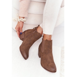 Cizme calde pentru femei Cizme Chelsea pe toc Kaki Trinity maro 1