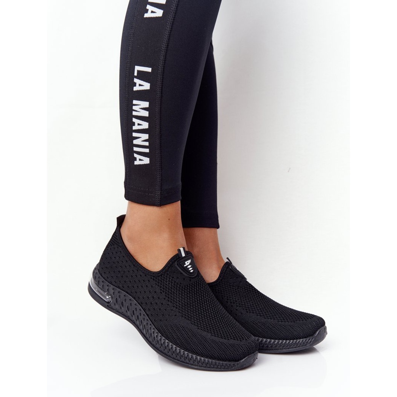 PS1 Încălțăminte sport pentru femei Slip-on Black Be Stretchy negru 1