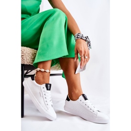 Adidași din piele pentru femei Big Star HH274071 Alb și negru 2