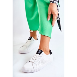 Adidași din piele pentru femei Big Star HH274071 Alb și negru 1