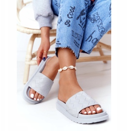 Big Star Papuci de damă pe steaua mare HH274688 Grey Platform gri 2