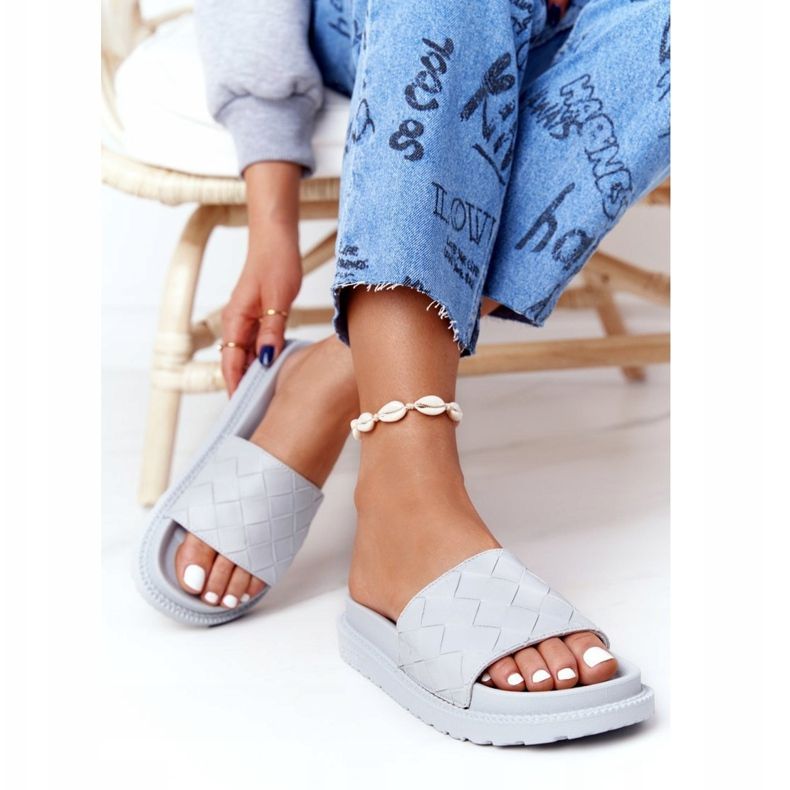 Big Star Papuci de damă pe steaua mare HH274688 Grey Platform gri 2