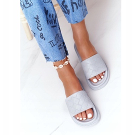 Big Star Papuci de damă pe steaua mare HH274688 Grey Platform gri 1