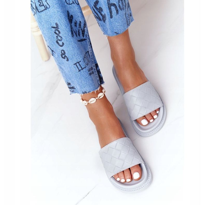 Big Star Papuci de damă pe steaua mare HH274688 Grey Platform gri 1