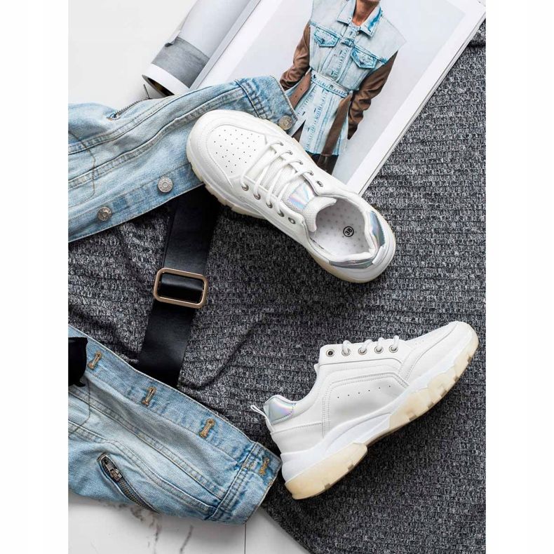 SHELOVET Adidași din piele ecologică alb 1