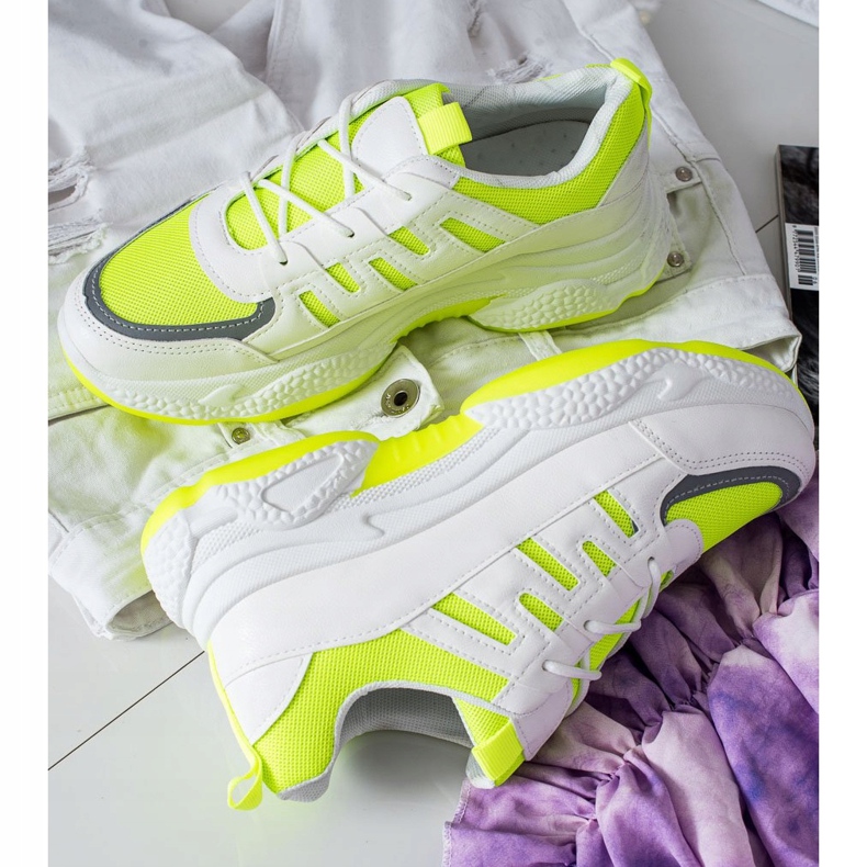 SHELOVET Adidași confortabili cu plasă alb galben 1