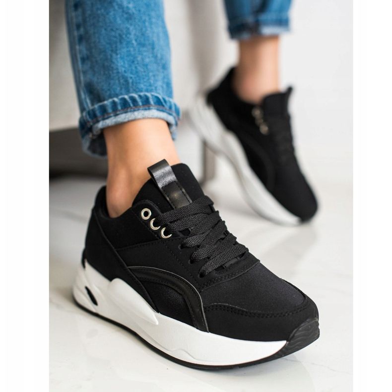 SHELOVET Adidași clasici pe platformă negru 2