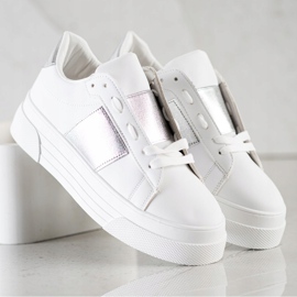 SHELOVET Adidași cu piele ecologică pe platformă alb 2