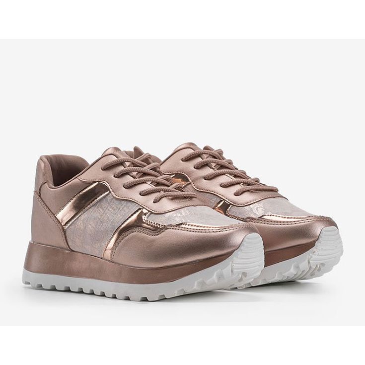 Adidași șampanie din piele ecologică 2019-447 multicolor de aur 1