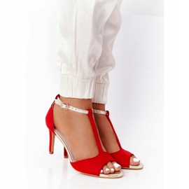 S.Barski Sandale pe Szpilce S. Bararski 280-58 Roșu-Auriu roşu de aur 1