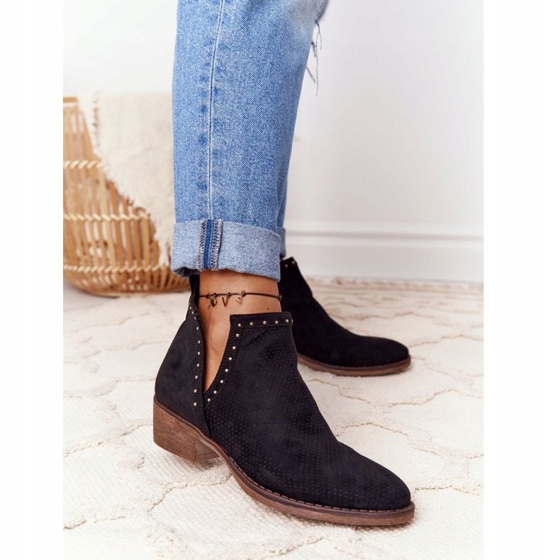 PS1 Cizme ajurate inteligente negre cu decupaje negru 2