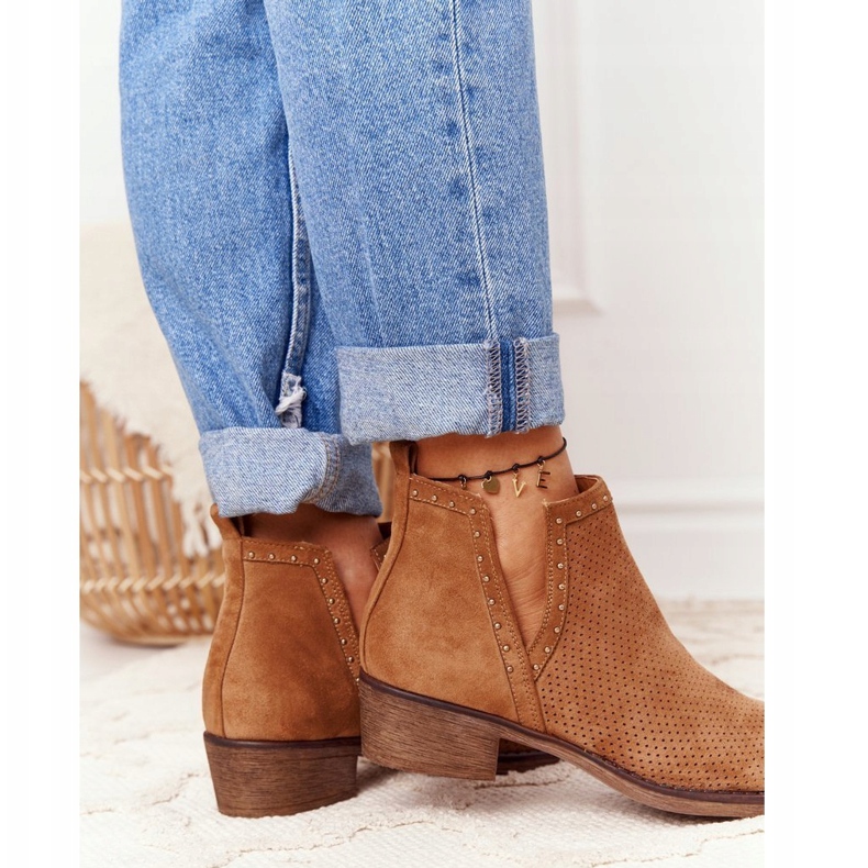 PS1 Cizme ajurate cu decupaje, Camel Clever maro 2