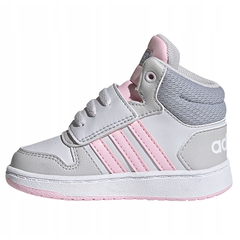 Pantofi copii Adidas Hoops Mid 2.0 I alb și roz FY9290 gri 1