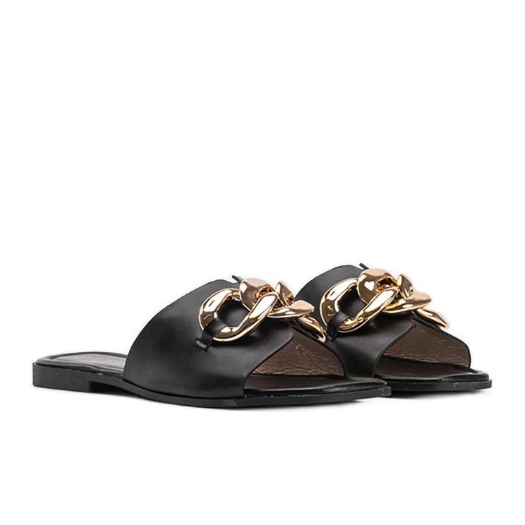 Papuci negri cu lanț auriu Liberty negru 1