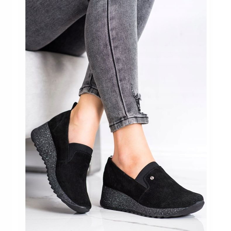 Filippo Pantofi din piele de brocart negru 1