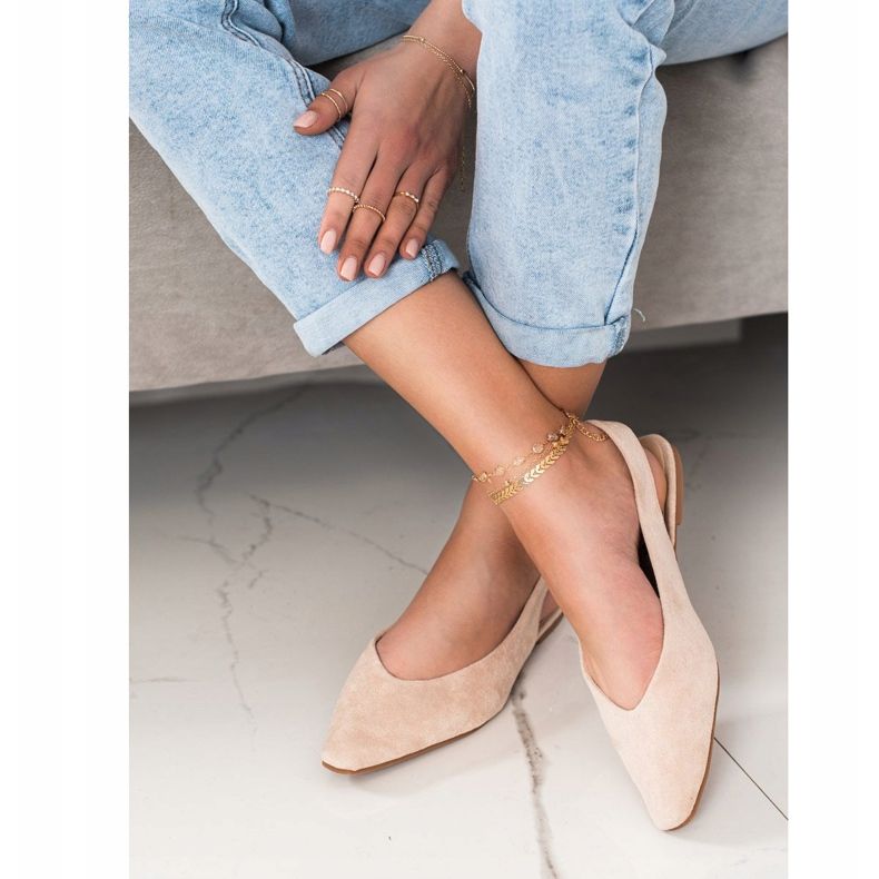 Seastar Pompele cu toc descoperit bej 2