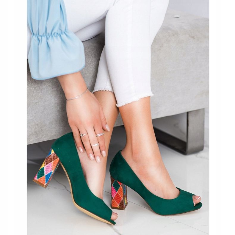 Sergio Leone Pompe cu toc modelat verde 1