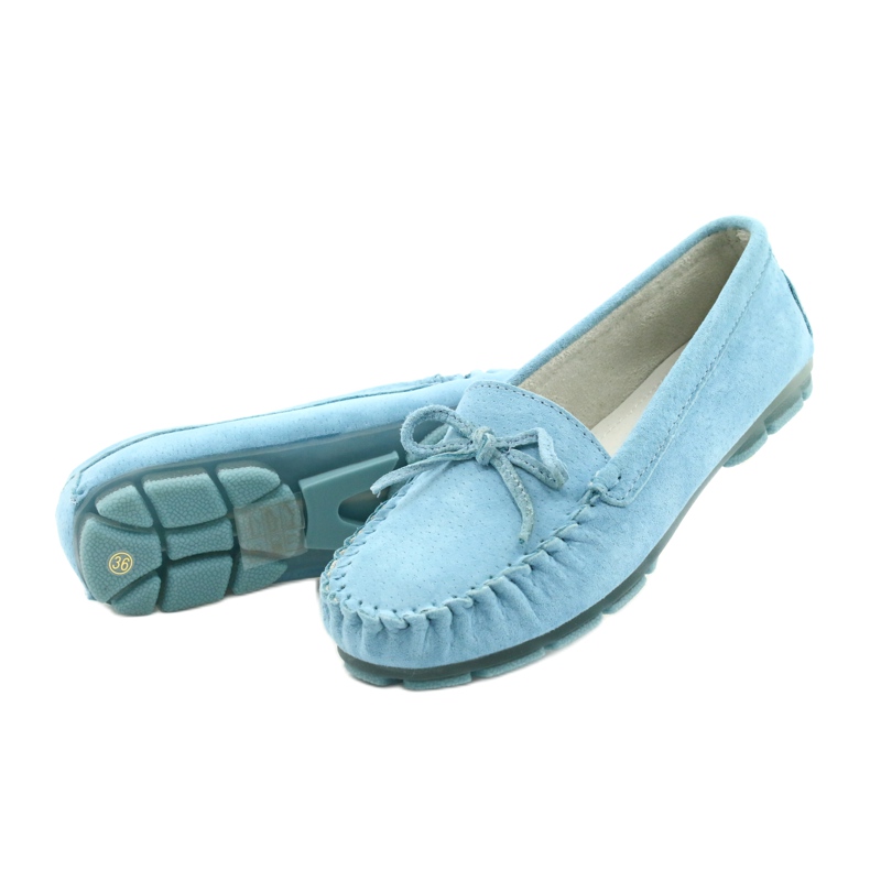 Mocasini din piele pentru femei Albastru Filippo DP1204 / 21 BL 2
