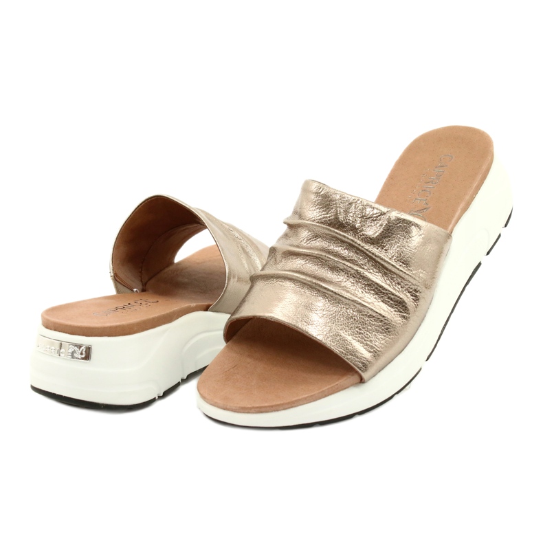 Caprice Papuci confortabili pentru femei Taupe Metallic 9-27203-26 341 maro de aur 3