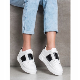 SHELOVET Adidași cu piele ecologică pe platformă alb 1
