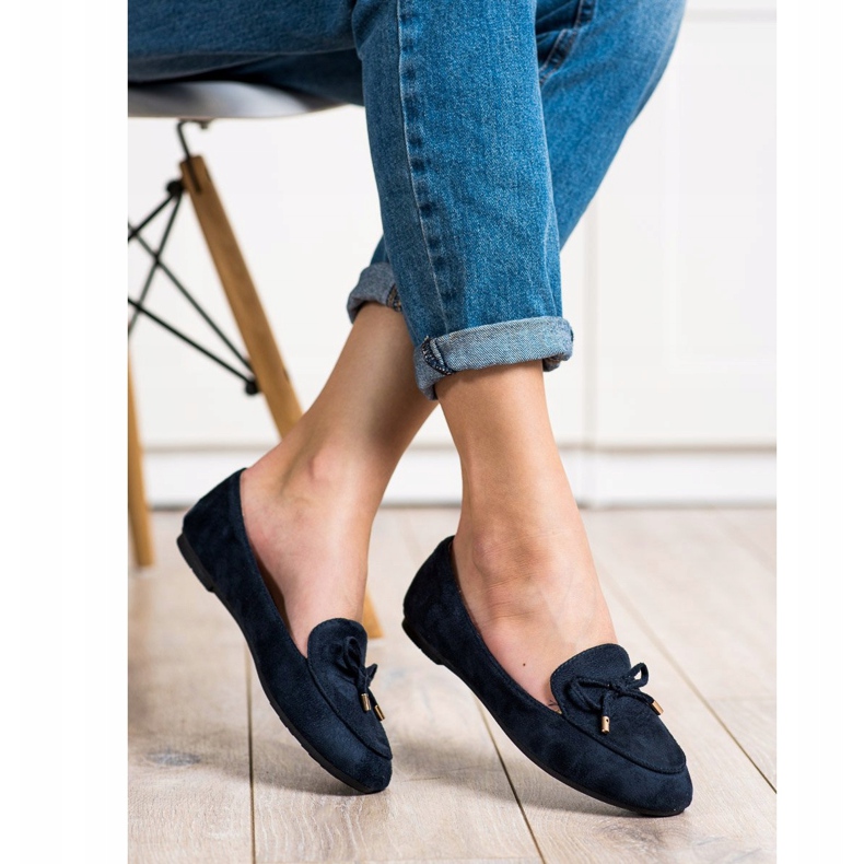 Abloom Domnii din piele de căprioară cu arc albastru 2